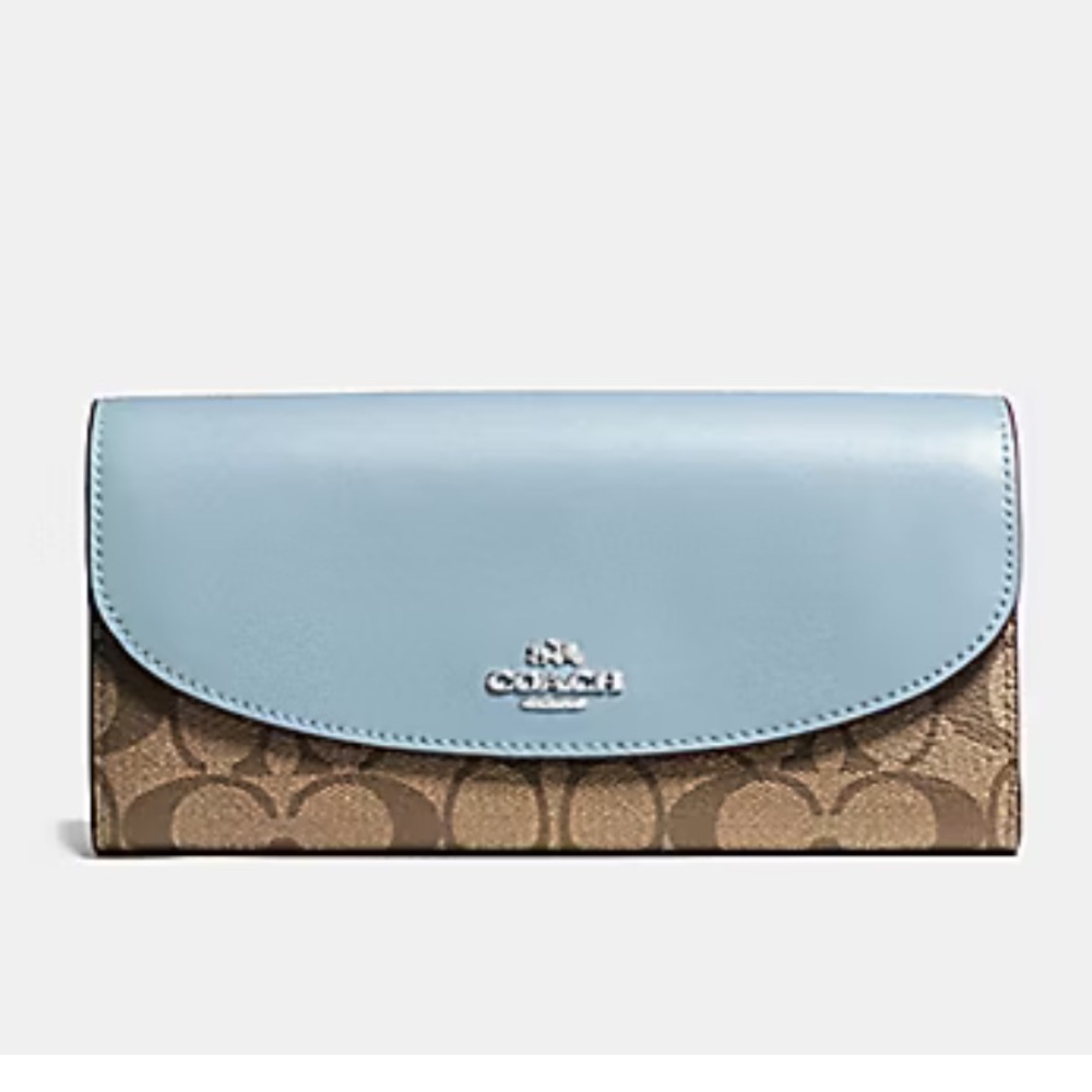 COACH SLIM TRIFOLD LEATHER WALLET IN SIGNATURE CANVAS